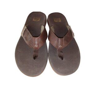 Reef Santa Ana Mens Sandals Brown Thong Leather Strap Beach Slip On Size 12
